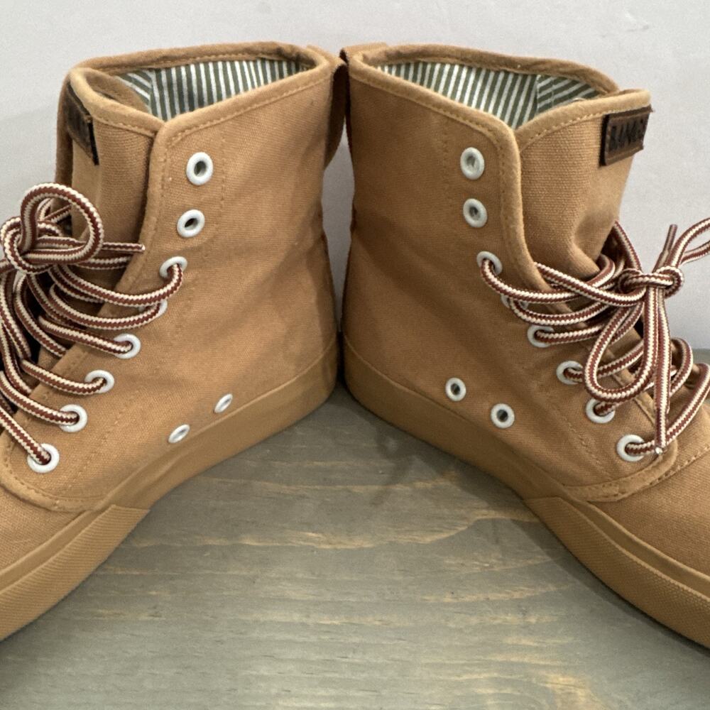 Women's Tan High-Top Canvas Sneaker Boots - Picture 5 of 16